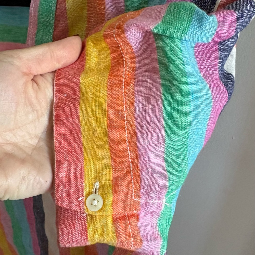J. Crew Colorful linen Striped Button Down Shirt - Picture 3 of 5